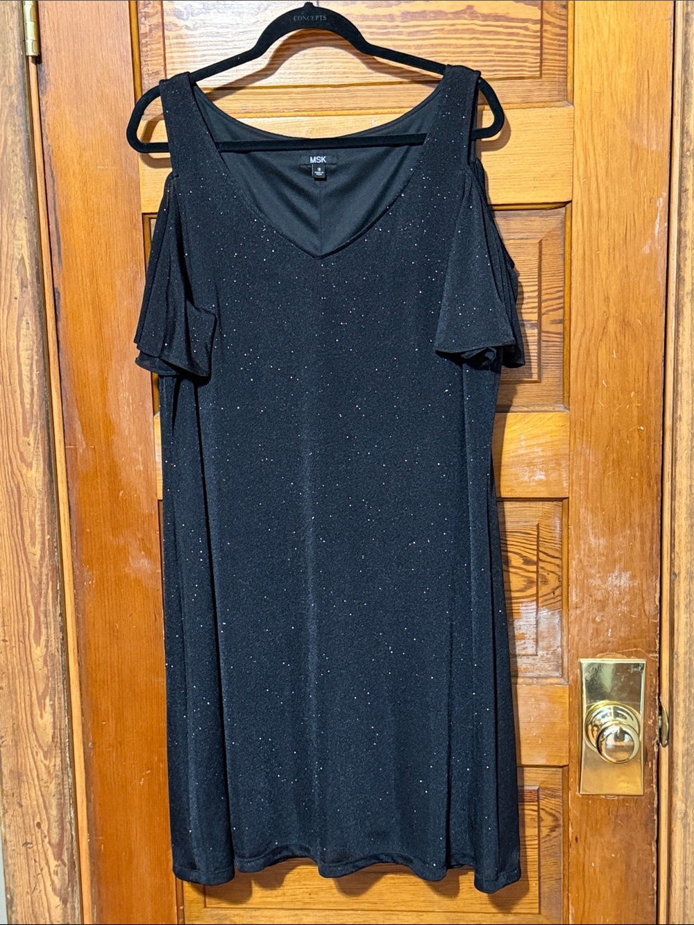 MSK Cocktail Dress Black Shimmering Size 18 But See Measurements
